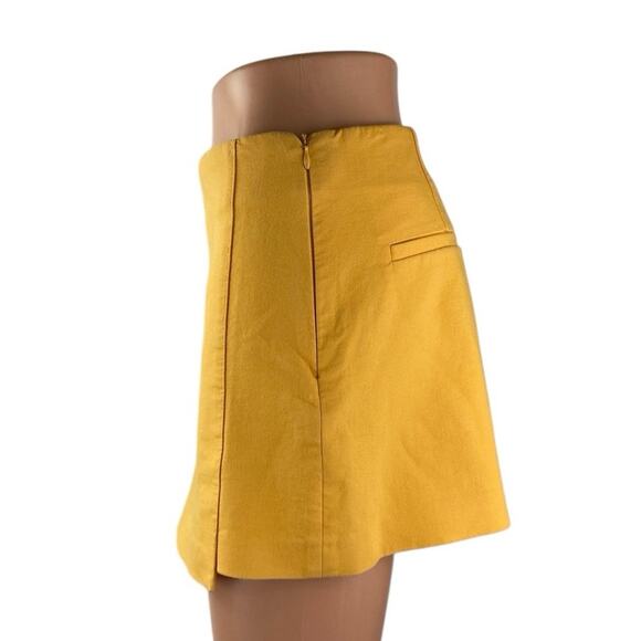 Zara Women's Yellow High Waisted Side Zip Mini Wide Leg Wrap Skirt Skort Size S - Picture 2 of 4